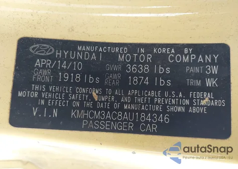 2010 Hyundai Accent Gs from USA, damaged, VIN KMHCM3AC8AU184346